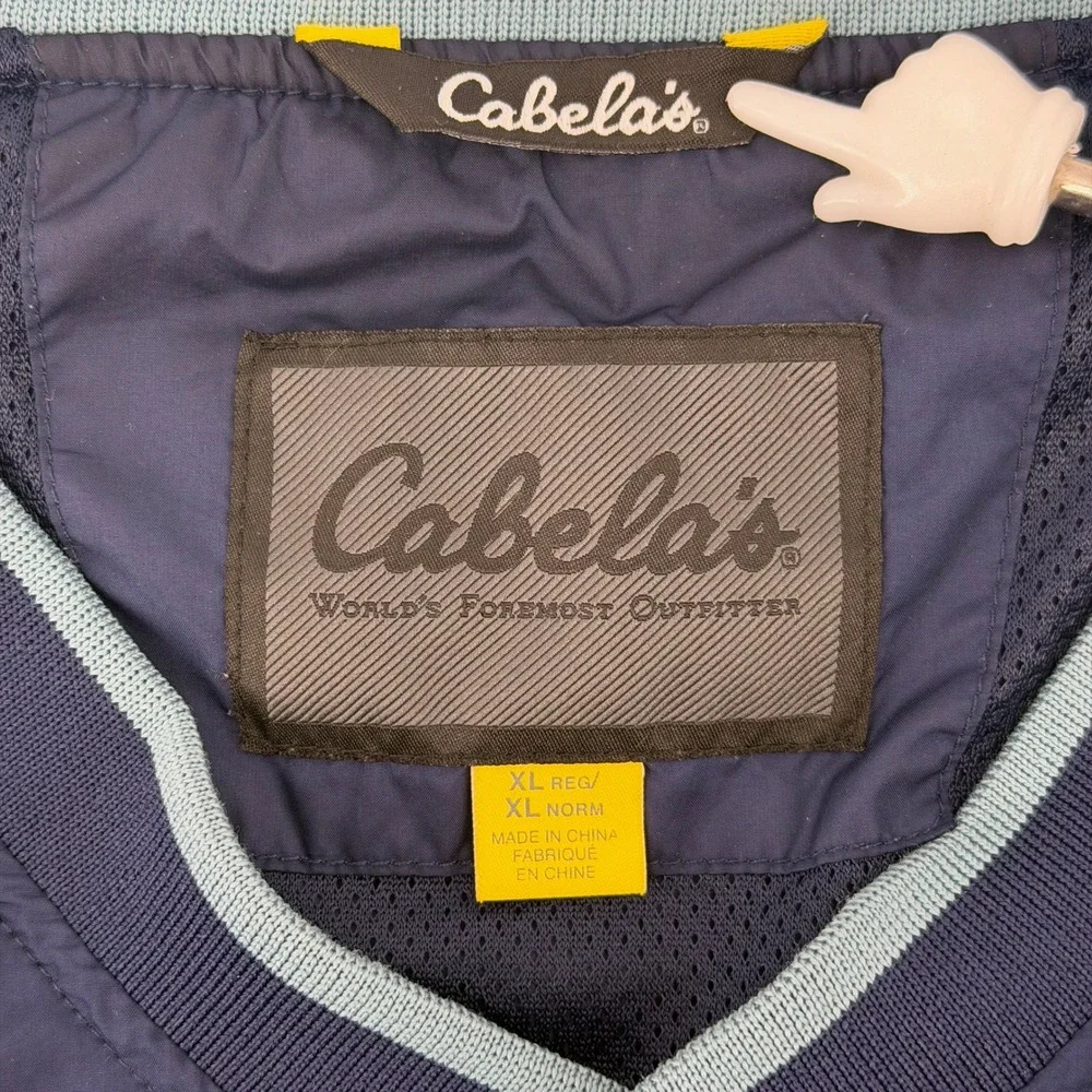 Cabelas‎ Mens XL Pullover Windbreaker Jacket Blue V Neck Long Sleeve Gorpcore
